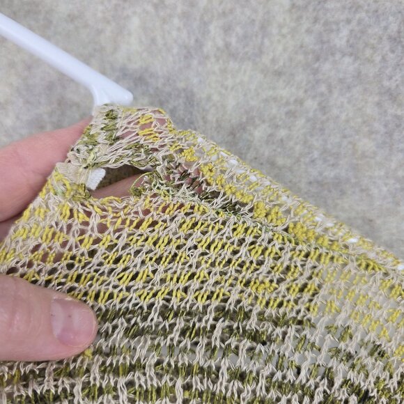 Body Central Striped Open Knit Sweater Yellow/Gray Long Sleeve Lightweight - Picture 3 of 6